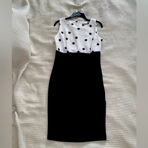 Danny & Nicole sleeveless black & white polka dot dress, matching jacket size 4P